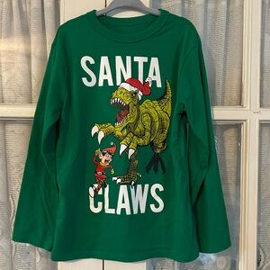 😉Bundle Days😉Boys Children’s Place Santa Claws T-Rex Graphic Long Sleeve T-Shirt